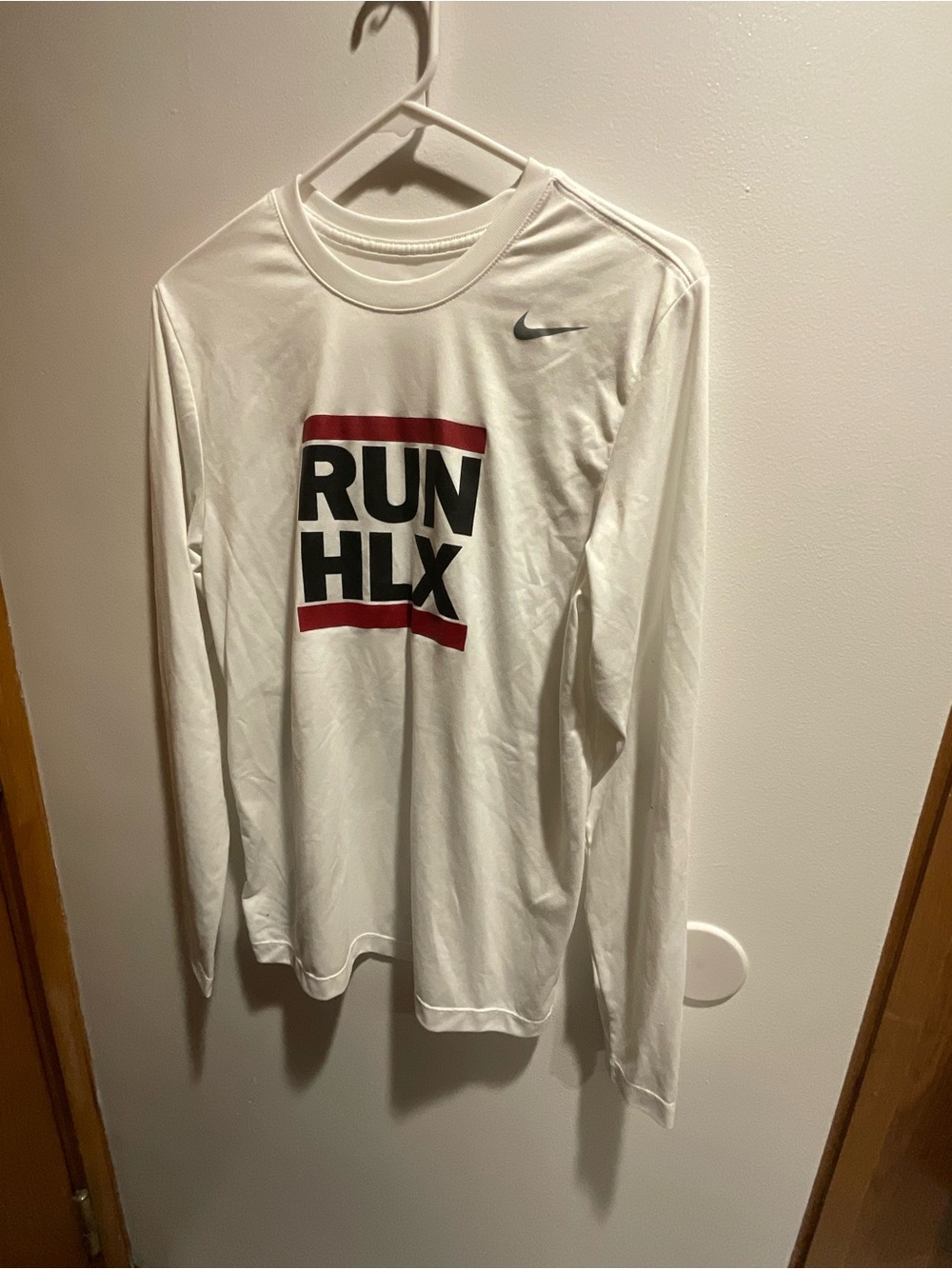 Nike White Long-Sleeve RUN HLX Performance Tee with Red & Black Graphic